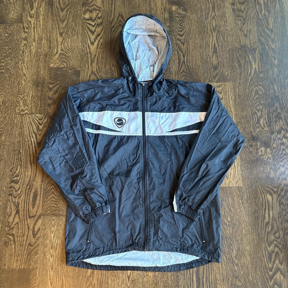VTG 90s Nike Alpha Project Windbreaker Jacket Y2K Black White Striped Hooded S